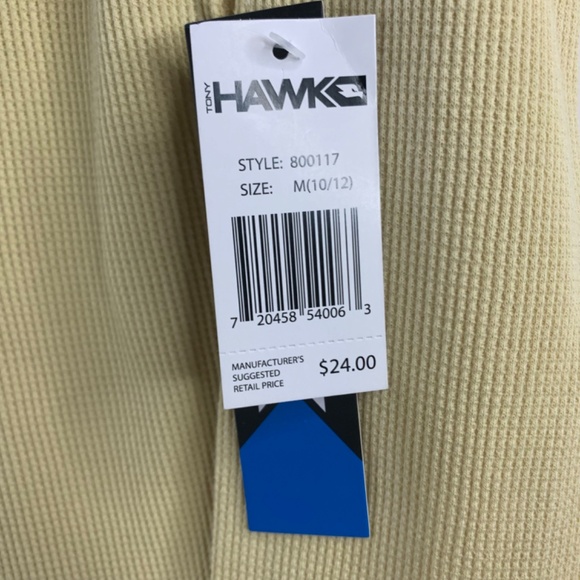 Boys Tony Hawk beige/gold oak/pale yellow crew neck waffle knit thermal shirt - Picture 5 of 9